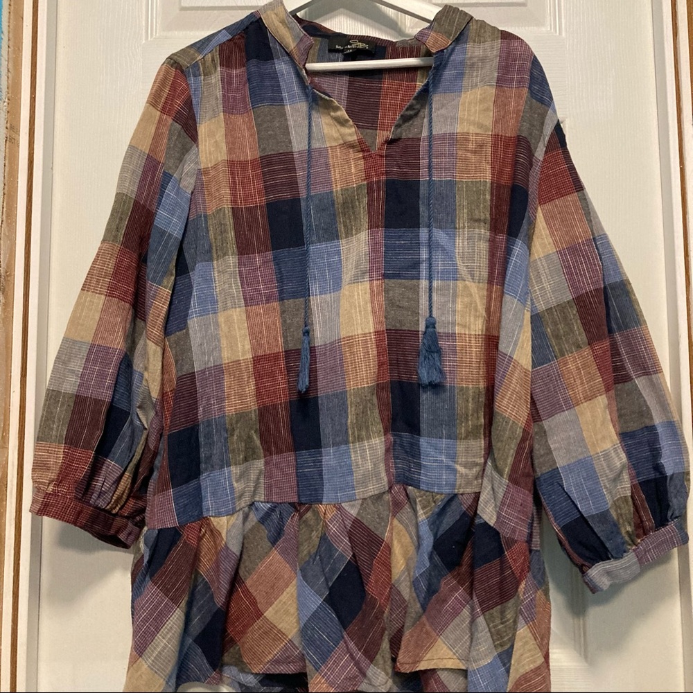 Plaid sheer tunic